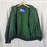 Vintage Pro Player Green Bay Packers Leather Double Sided Bomber Jacket Mens M