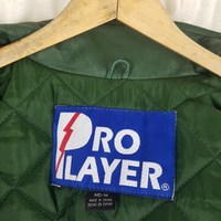 Vintage Pro Player Green Bay Packers Leather Double Sided Bomber Jacket Mens M