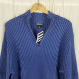 Vintage Lands End Ribbed Mock Neck Half Zip Cotton Henley Sweater Mens XL Japan