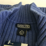 Vintage Lands End Ribbed Mock Neck Half Zip Cotton Henley Sweater Mens XL Japan