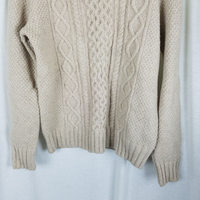 Tommy Hilfiger Lambswool Chunky Cable Knit Fishermans Sweater Mens L Cream