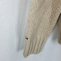 Tommy Hilfiger Lambswool Chunky Cable Knit Fishermans Sweater Mens L Cream