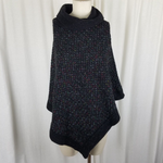 Steve Madden Cowl Neck Crosshatch Woven Knit Sweater Cape Poncho Womens OS