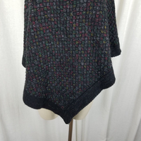 Steve Madden Cowl Neck Crosshatch Woven Knit Sweater Cape Poncho Womens OS