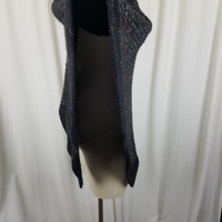 Steve Madden Cowl Neck Crosshatch Woven Knit Sweater Cape Poncho Womens OS