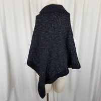 Steve Madden Cowl Neck Crosshatch Woven Knit Sweater Cape Poncho Womens OS