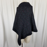 Steve Madden Cowl Neck Crosshatch Woven Knit Sweater Cape Poncho Womens OS