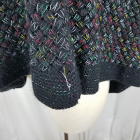 Steve Madden Cowl Neck Crosshatch Woven Knit Sweater Cape Poncho Womens OS