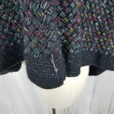 Steve Madden Cowl Neck Crosshatch Woven Knit Sweater Cape Poncho Womens OS