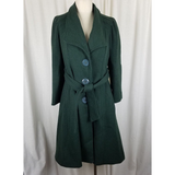 Vintage Belted Winter Wool Shawl Collar Skater Swing Twirl Coat Peacoat Womens S