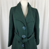 Vintage Belted Winter Wool Shawl Collar Skater Swing Twirl Coat Peacoat Womens S