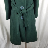 Vintage Belted Winter Wool Shawl Collar Skater Swing Twirl Coat Peacoat Womens S