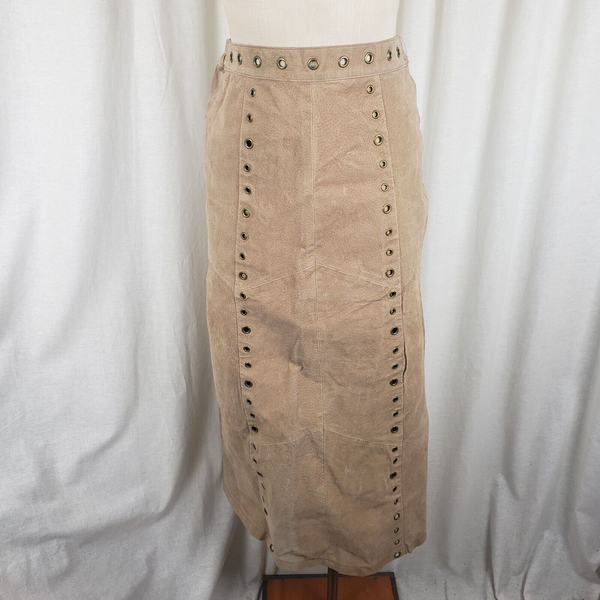 Robert Louis Long Maxi Boho Suede Skirt with Grommets Womens S Hippie Leather