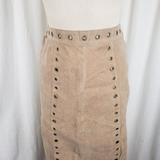 Robert Louis Long Maxi Boho Suede Skirt with Grommets Womens S Hippie Leather