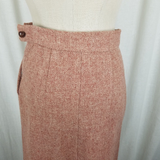 Vintage Handmade Mottled Wool Tweed Midi Skirt Womens XS 1950s 1960s 1970s Rust