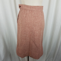 Vintage Handmade Mottled Wool Tweed Midi Skirt Womens XS 1950s 1960s 1970s Rust